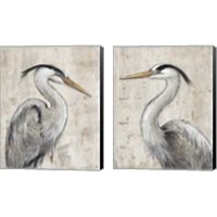 Framed 'Grey Heron 2 Piece Canvas Print Set' border=