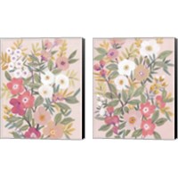 Framed 'Pretty Pink Floral 2 Piece Canvas Print Set' border=