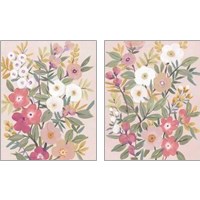 Framed 'Pretty Pink Floral 2 Piece Art Print Set' border=