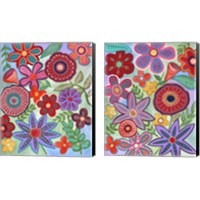 Framed 'Colorful Flores 2 Piece Canvas Print Set' border=