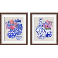 Framed 'Delft Blue Vases 2 Piece Framed Art Print Set' border=