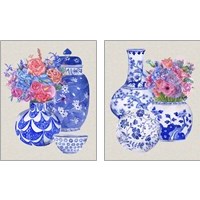 Framed 'Delft Blue Vases 2 Piece Art Print Set' border=