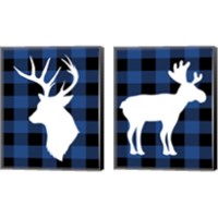 Framed 'Plaid Deer 2 Piece Canvas Print Set' border=