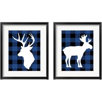 Framed 'Plaid Deer 2 Piece Framed Art Print Set' border=