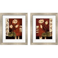 Framed 'Lotus Silhouette 2 Piece Framed Art Print Set' border=