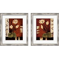 Framed 'Lotus Silhouette 2 Piece Framed Art Print Set' border=