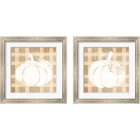 Framed 'Plaid Pumpkin 2 Piece Framed Art Print Set' border=