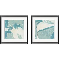 Framed 'Marbled Aqua 2 Piece Framed Art Print Set' border=