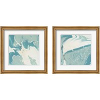 Framed 'Marbled Aqua 2 Piece Framed Art Print Set' border=