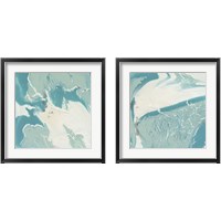 Framed 'Marbled Aqua 2 Piece Framed Art Print Set' border=