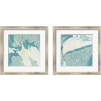 Framed 'Marbled Aqua 2 Piece Framed Art Print Set' border=
