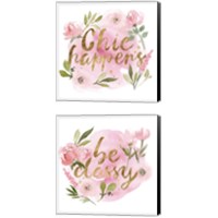 Framed 'Pink Blooms 2 Piece Canvas Print Set' border=