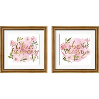 Framed Pink Blooms 2 Piece Framed Art Print Set