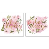 Framed 'Pink Blooms 2 Piece Art Print Set' border=