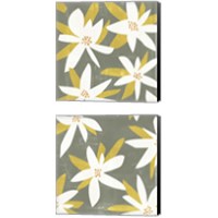 Framed 'White Petals 2 Piece Canvas Print Set' border=