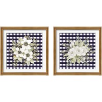 Framed 'Navy Floral 2 Piece Framed Art Print Set' border=