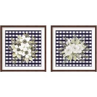 Framed 'Navy Floral 2 Piece Framed Art Print Set' border=