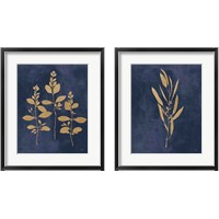 Framed 'Botanical Study Gold Navy2 Piece Framed Art Print Set' border=