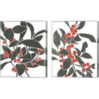 Framed 'Colorblock Berry Branch 2 Piece Canvas Print Set' border=