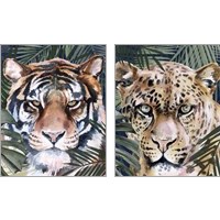 Framed 'Jungle Cat 2 Piece Art Print Set' border=