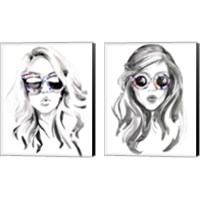 Framed 'Look into the Sun(Glasses) 2 Piece Canvas Print Set' border=