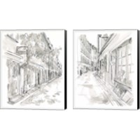 Framed European City Sketch 2 Piece Canvas Print Set