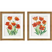 Framed 'Red Tulips in Bloom 2 Piece Framed Art Print Set' border=