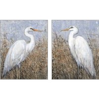 Framed White Heron 2 Piece Art Print Set