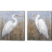 Framed 'White Heron 2 Piece Canvas Print Set' border=