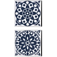 Framed 'Blue and White Tile 2 Piece Canvas Print Set' border=