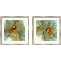 Framed 'Amber and Leaf 2 Piece Framed Art Print Set' border=