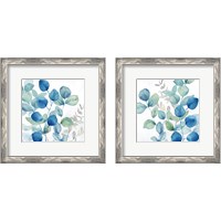 Framed 'Eucalyptus Leaves Navy 2 Piece Framed Art Print Set' border=