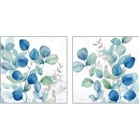 Framed Eucalyptus Leaves Navy 2 Piece Art Print Set