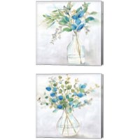 Framed 'Eucalyptus Vase Navy 2 Piece Canvas Print Set' border=