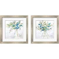 Framed 'Eucalyptus Vase Navy 2 Piece Framed Art Print Set' border=