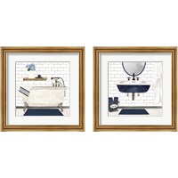 Framed 'Farmhouse Bath Navy 2 Piece Framed Art Print Set' border=