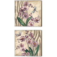 Framed Boho Orchid & Dragonfly 2 Piece Canvas Print Set