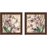 Framed 'Boho Orchid & Dragonfly 2 Piece Framed Art Print Set' border=