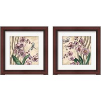 Framed 'Boho Orchid & Dragonfly 2 Piece Framed Art Print Set' border=