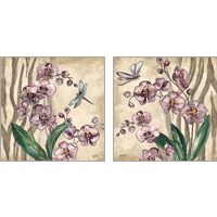 Framed 'Boho Orchid & Dragonfly 2 Piece Art Print Set' border=