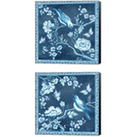 Framed Chinoiserie Tile Blue 2 Piece Canvas Print Set