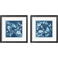 Framed 'Chinoiserie Tile Blue 2 Piece Framed Art Print Set' border=