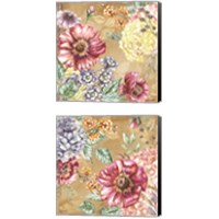 Framed 'Wildflower Medley Square Gold 2 Piece Canvas Print Set' border=