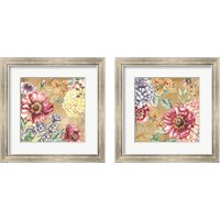 Framed 'Wildflower Medley Square Gold 2 Piece Framed Art Print Set' border=