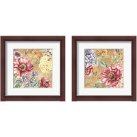 Framed 'Wildflower Medley Square Gold 2 Piece Framed Art Print Set' border=