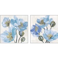 Framed 'Azure Peony 2 Piece Art Print Set' border=