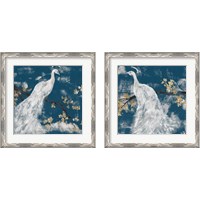 Framed 'White Peacock on Indigo 2 Piece Framed Art Print Set' border=