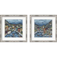 Framed 'Mosaic Harbor 2 Piece Framed Art Print Set' border=