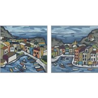 Framed 'Mosaic Harbor 2 Piece Art Print Set' border=