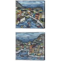 Framed 'Mosaic Harbor 2 Piece Canvas Print Set' border=